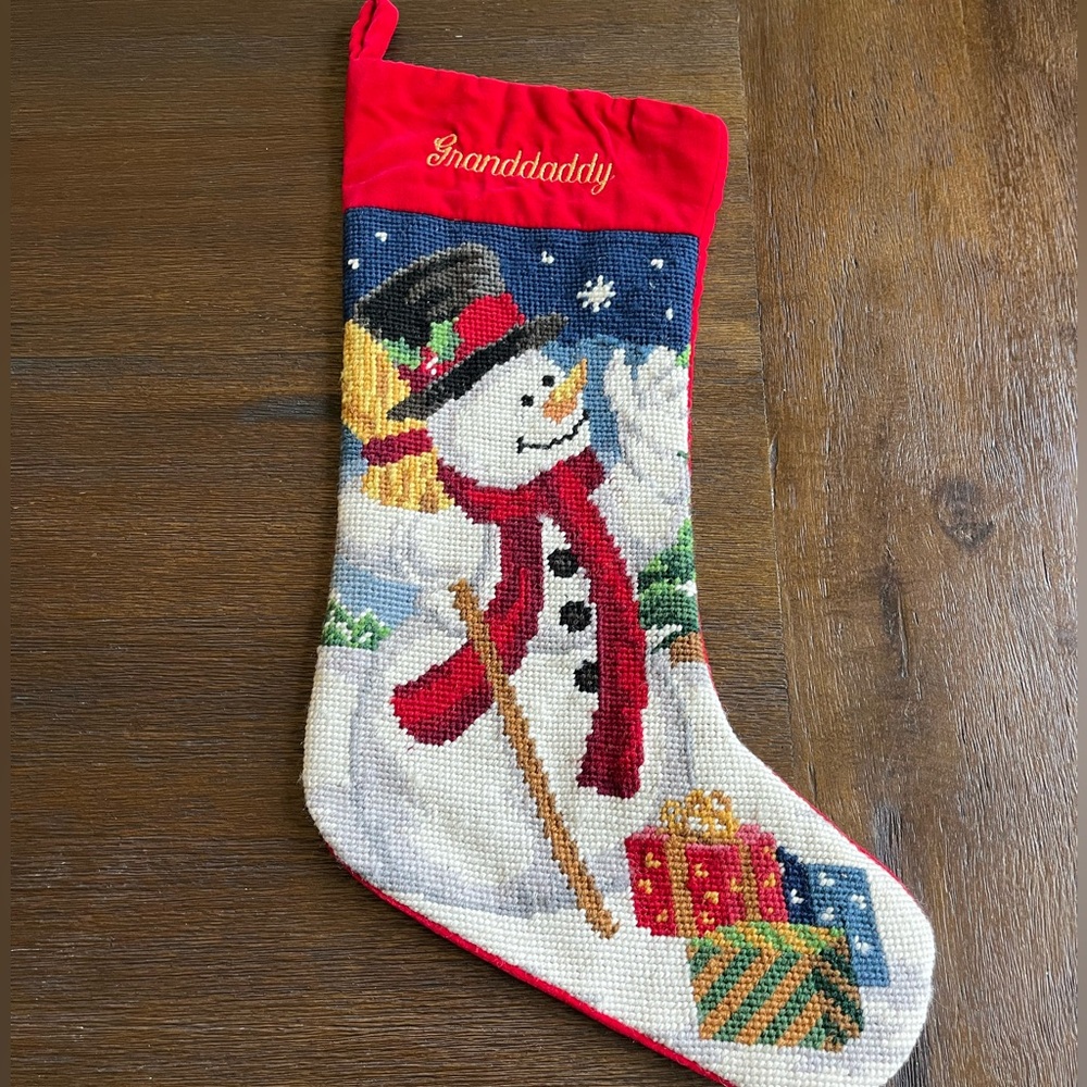 “Granddaddy” | Needlepoint |Christmas Stocking | Snowman | Lillian Vernon